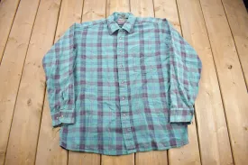 Vintage 1990s Gear By Van Heusen Plaid Flannel Button Up Shirt