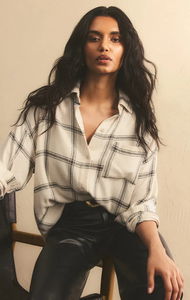 ZSU River Plaid Button Up Shirt in Sea Salt